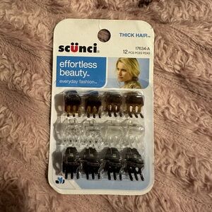 Scunci Hair Clips Set - Black, Brown, Clear